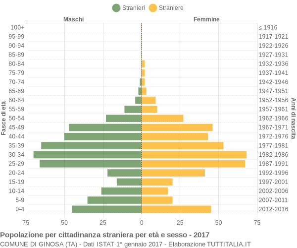 Grafico cittadini stranieri - Ginosa 2017