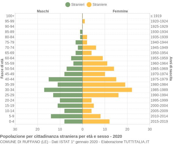 Grafico cittadini stranieri - Ruffano 2020