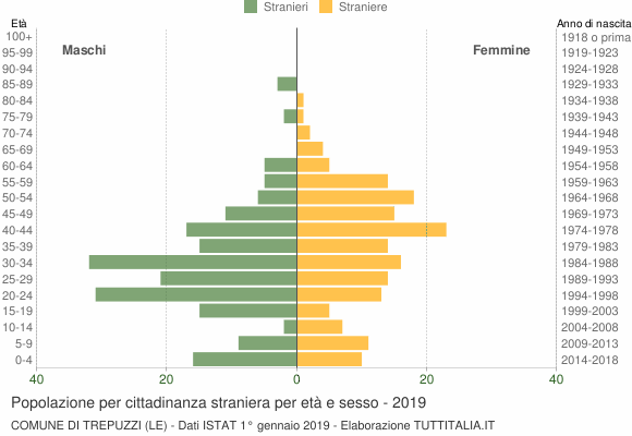 Grafico cittadini stranieri - Trepuzzi 2019