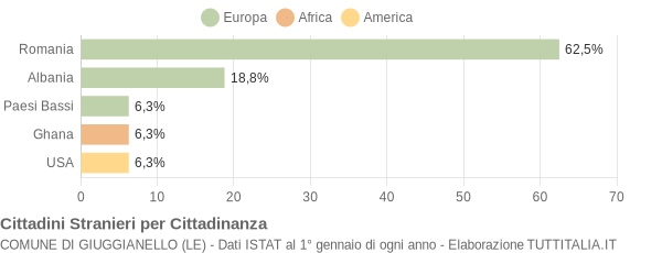 Grafico cittadinanza stranieri - Giuggianello 2013