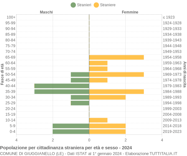 Grafico cittadini stranieri - Giuggianello 2024