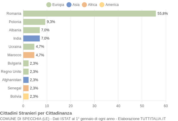 Grafico cittadinanza stranieri - Specchia 2015