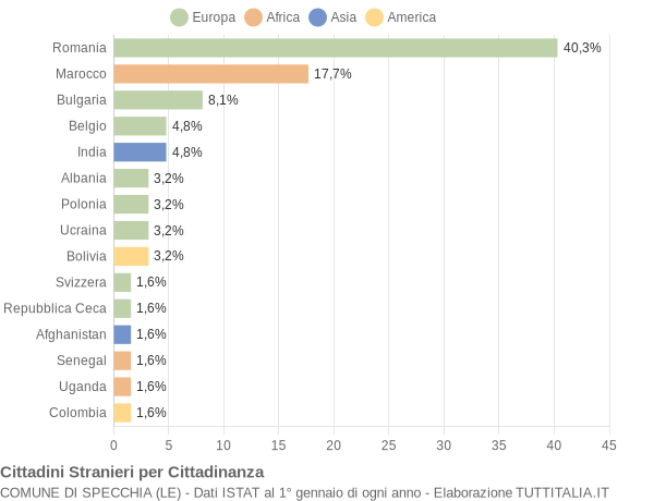 Grafico cittadinanza stranieri - Specchia 2020