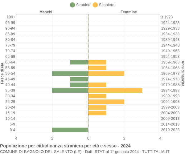 Grafico cittadini stranieri - Bagnolo del Salento 2024