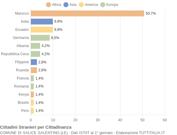 Grafico cittadinanza stranieri - Salice Salentino 2004