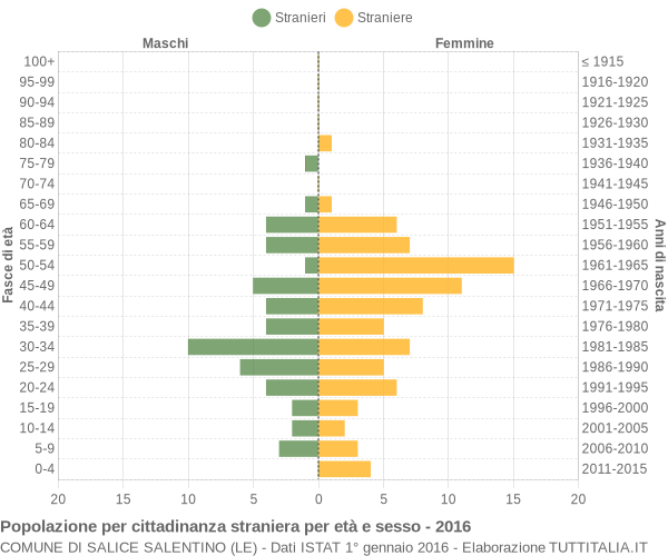 Grafico cittadini stranieri - Salice Salentino 2016