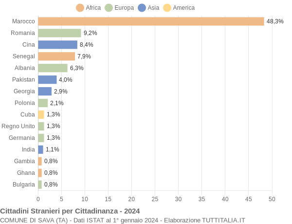 Grafico cittadinanza stranieri - Sava 2024