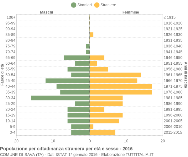 Grafico cittadini stranieri - Sava 2016