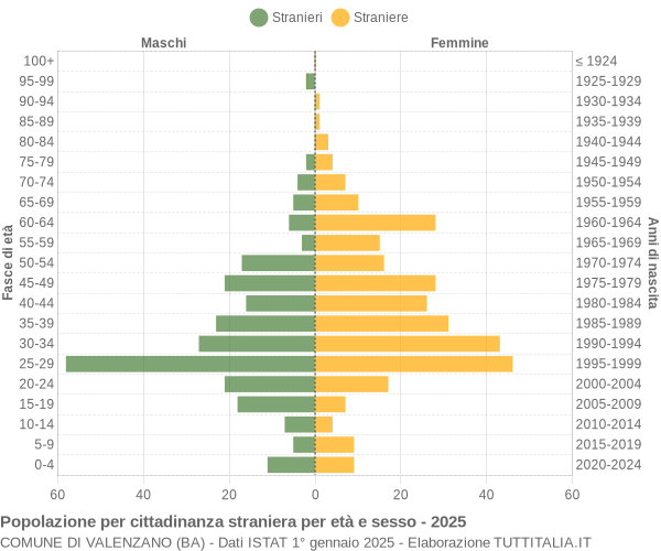 Grafico cittadini stranieri - Valenzano 2025