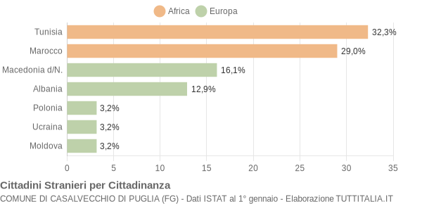 Grafico cittadinanza stranieri - Casalvecchio di Puglia 2005