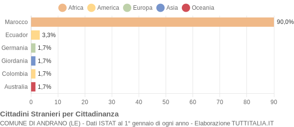 Grafico cittadinanza stranieri - Andrano 2006