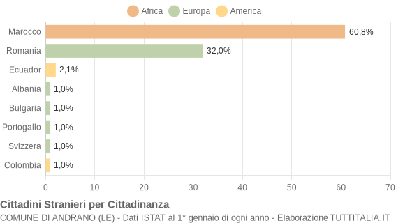 Grafico cittadinanza stranieri - Andrano 2011