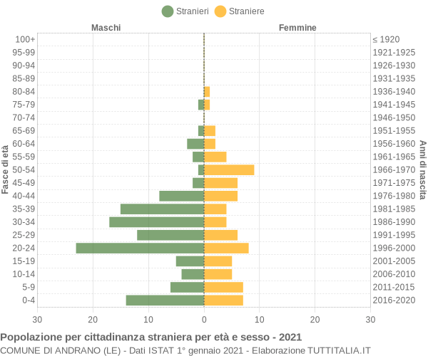 Grafico cittadini stranieri - Andrano 2021