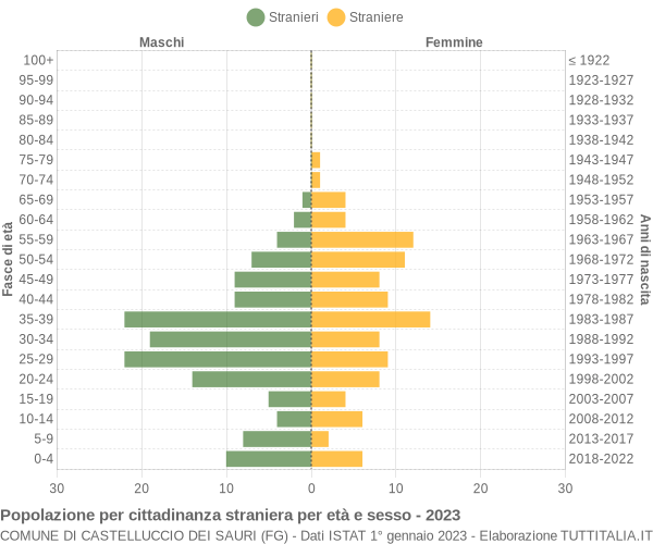 Grafico cittadini stranieri - Castelluccio dei Sauri 2023