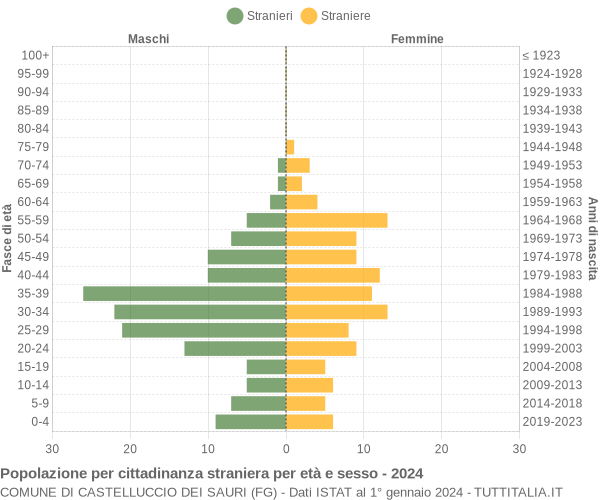 Grafico cittadini stranieri - Castelluccio dei Sauri 2024