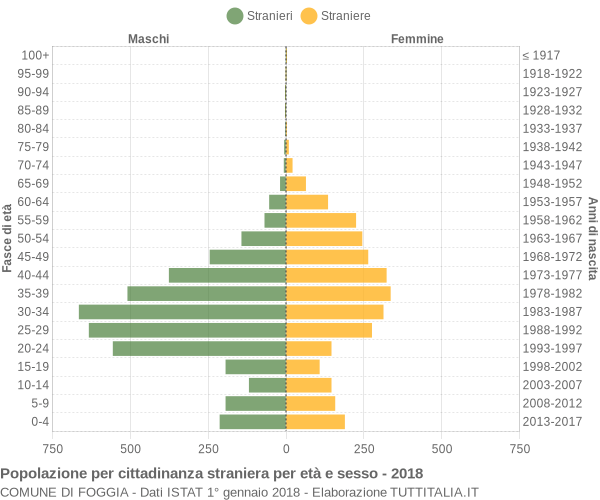 Grafico cittadini stranieri - Foggia 2018