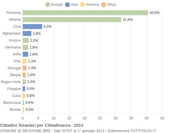 Grafico cittadinanza stranieri - Mesagne 2013