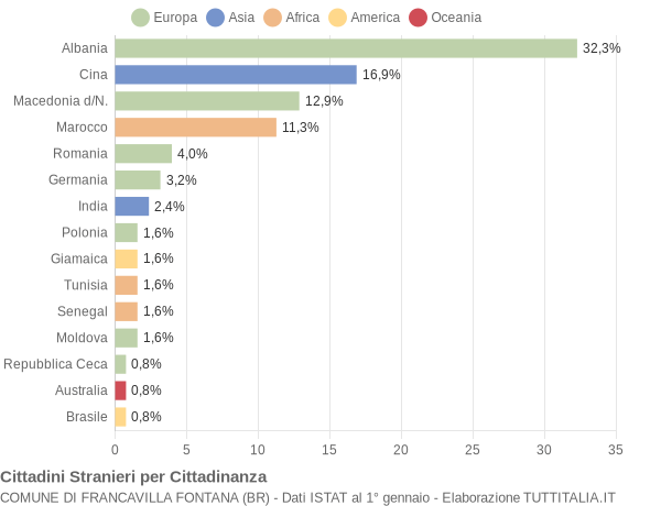 Grafico cittadinanza stranieri - Francavilla Fontana 2004