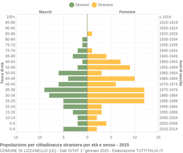 Grafico cittadini stranieri - Lizzanello 2015