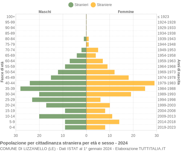 Grafico cittadini stranieri - Lizzanello 2024