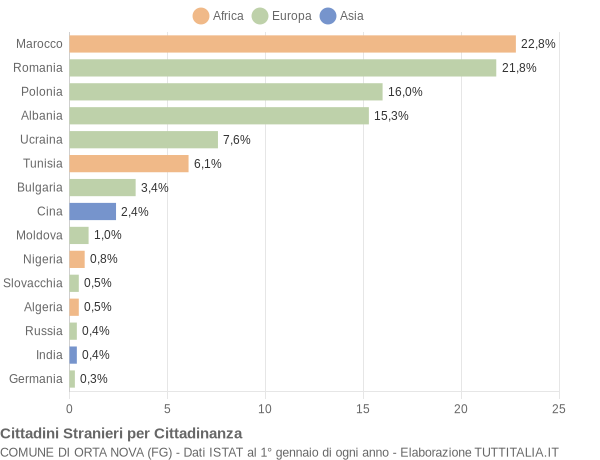 Grafico cittadinanza stranieri - Orta Nova 2011