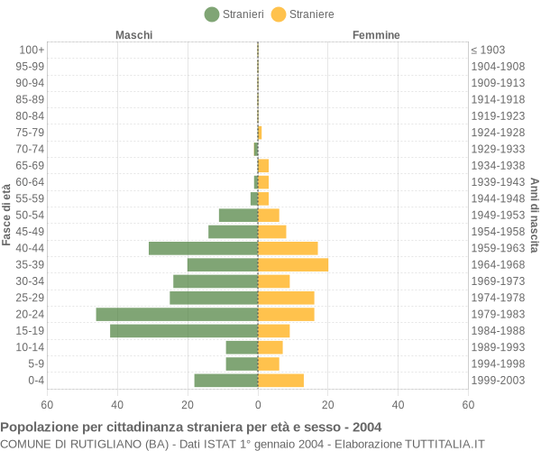 Grafico cittadini stranieri - Rutigliano 2004