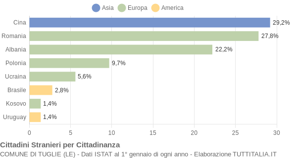 Grafico cittadinanza stranieri - Tuglie 2009