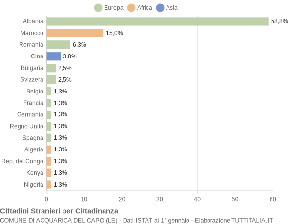 Grafico cittadinanza stranieri - Acquarica del Capo 2008