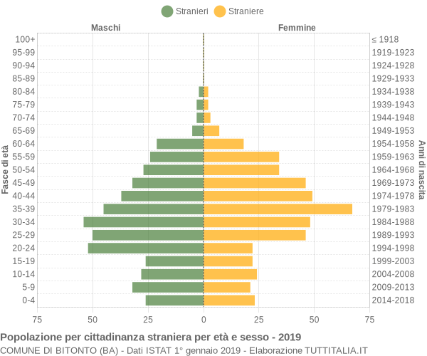 Grafico cittadini stranieri - Bitonto 2019