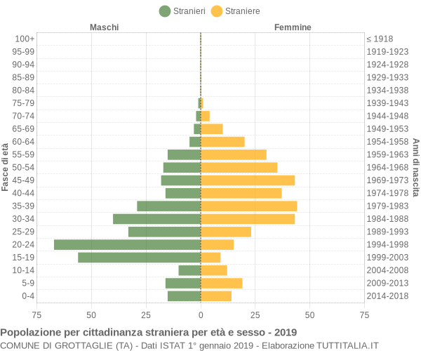 Grafico cittadini stranieri - Grottaglie 2019