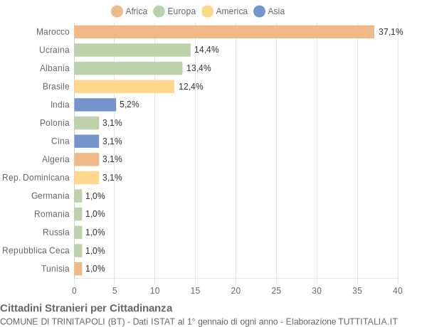 Grafico cittadinanza stranieri - Trinitapoli 2004