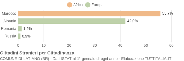 Grafico cittadinanza stranieri - Latiano 2005