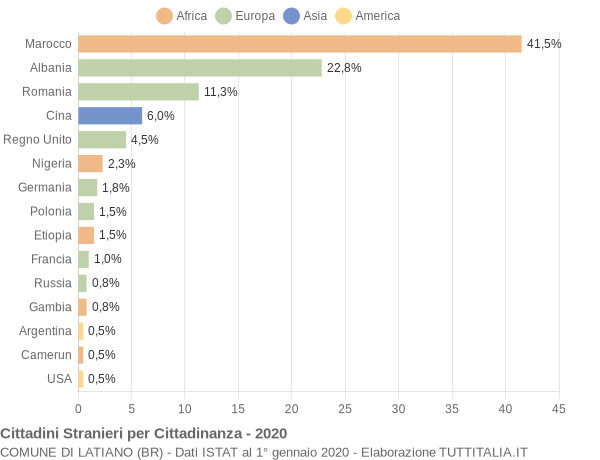 Grafico cittadinanza stranieri - Latiano 2020