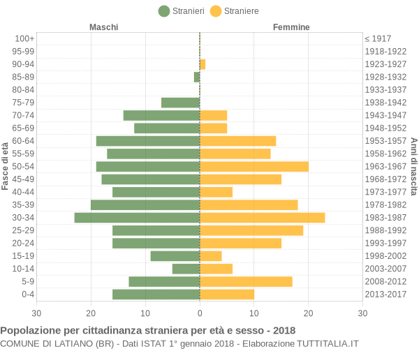 Grafico cittadini stranieri - Latiano 2018