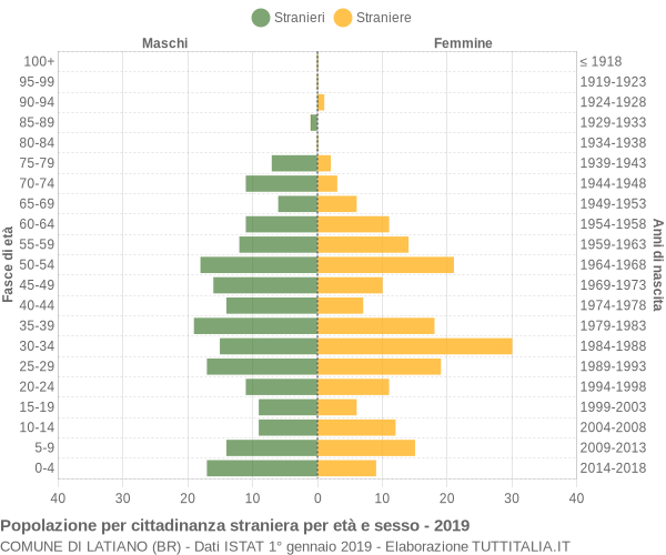 Grafico cittadini stranieri - Latiano 2019