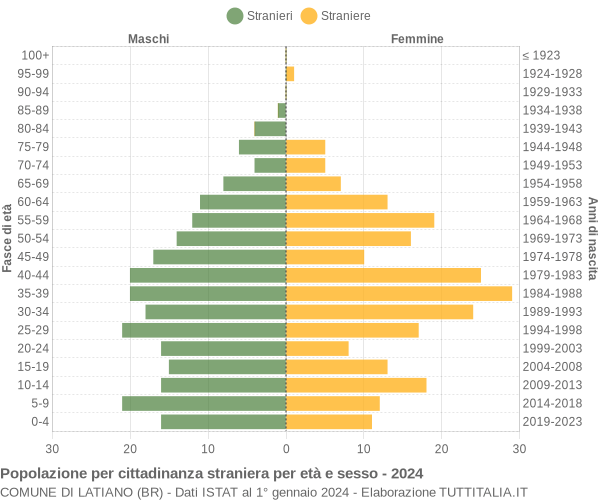 Grafico cittadini stranieri - Latiano 2024