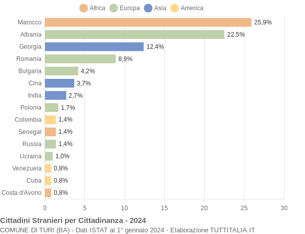 Grafico cittadinanza stranieri - Turi 2024