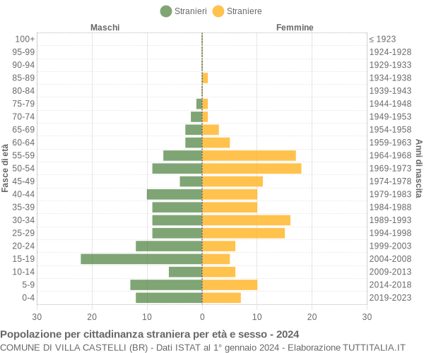 Grafico cittadini stranieri - Villa Castelli 2024