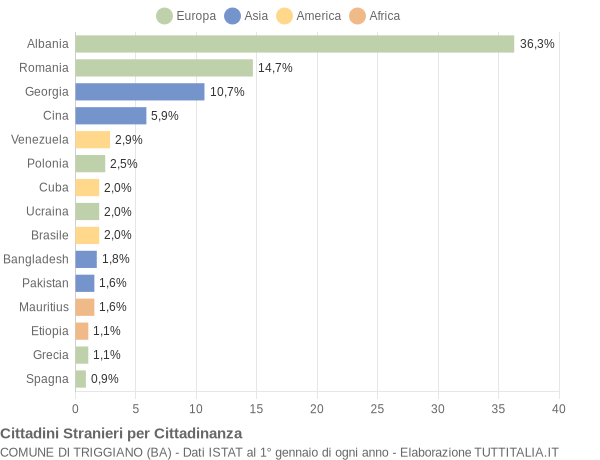 Grafico cittadinanza stranieri - Triggiano 2015