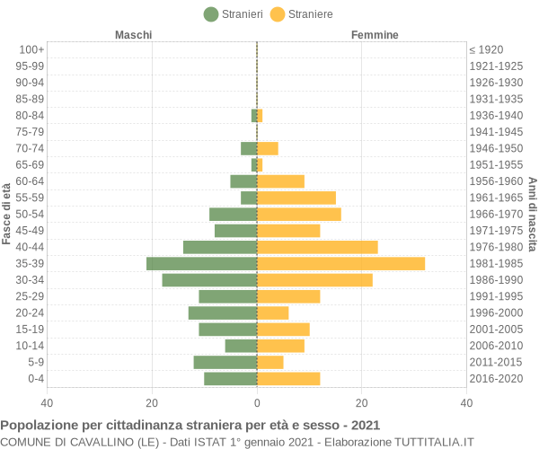 Grafico cittadini stranieri - Cavallino 2021