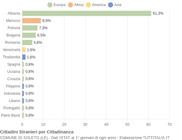 Grafico cittadinanza stranieri - Soleto 2011