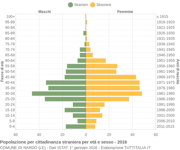 Grafico cittadini stranieri - Nardò 2016