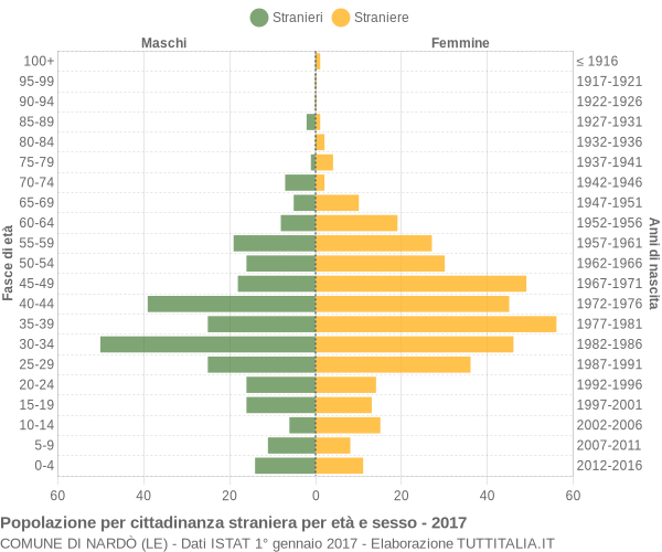 Grafico cittadini stranieri - Nardò 2017