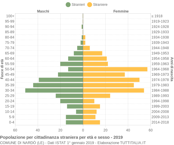 Grafico cittadini stranieri - Nardò 2019