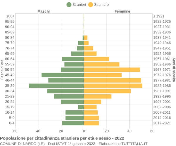 Grafico cittadini stranieri - Nardò 2022