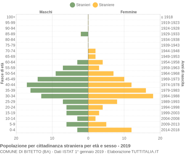 Grafico cittadini stranieri - Bitetto 2019