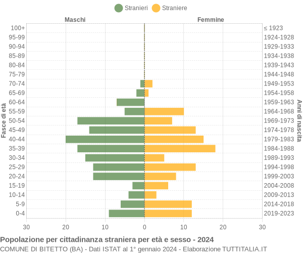 Grafico cittadini stranieri - Bitetto 2024