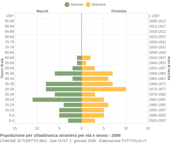 Grafico cittadini stranieri - Toritto 2008