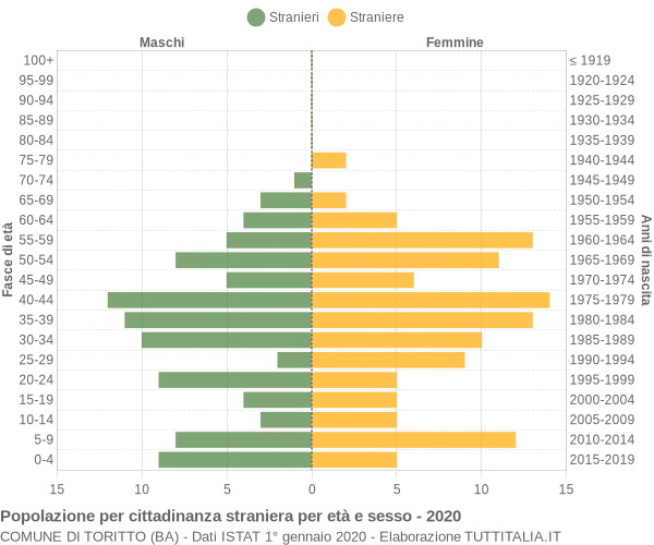 Grafico cittadini stranieri - Toritto 2020