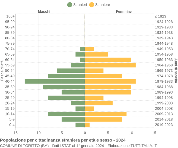 Grafico cittadini stranieri - Toritto 2024